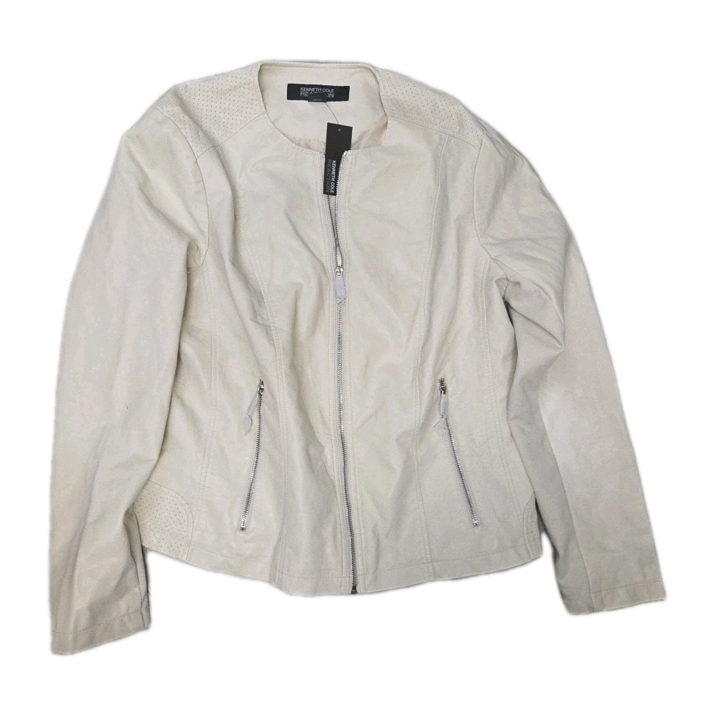 Kenneth‎ Cole Womens Faux Leather Jacket Cotton XXL